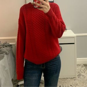 MNG Basics Red cable knit sweater
